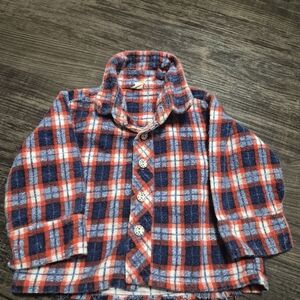 Vintage Red and Blue Plaid Kids Button Down Shirt